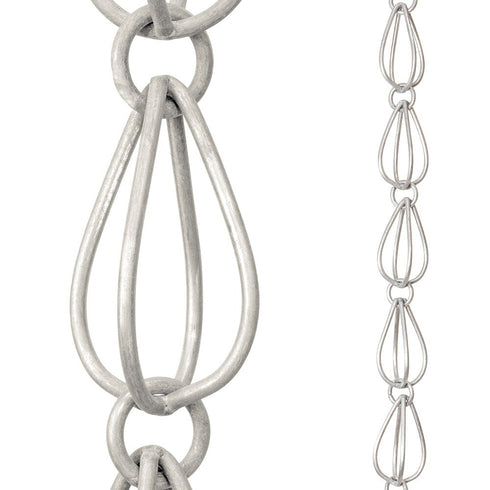 Aluminum Teardrop Rain Chain Replacement Downspout for Gutters, Mill Finish